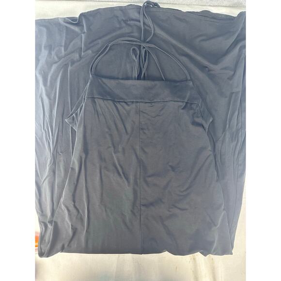 Modern Citizen Women’s sz M Liliana Black Cupro Slinky Midi Dress Lace Up Back - Picture 7 of 13